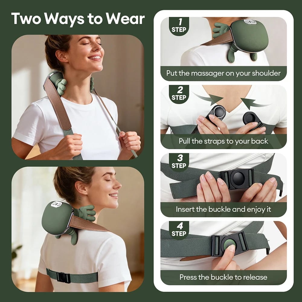 4D Bionic Finger Neck &amp; Shoulder Massager – Wireless Deep-Kneading Massage Shawl 💆